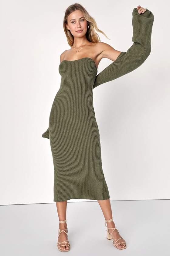 Autumn Aura Beige Ribbed Two-Piece Sweater Dress