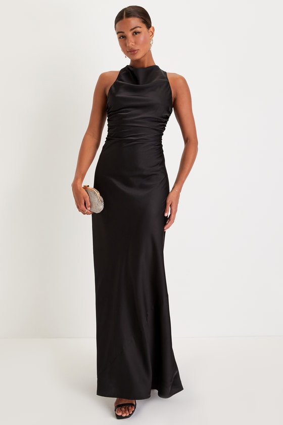 Effortlessly Sensational White Satin Backless Maxi Dress