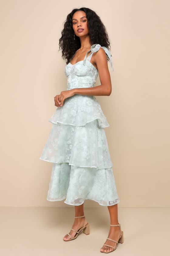 Glamorous Sweetie Lavender Burnout Tie-Strap Bustier Midi Dress