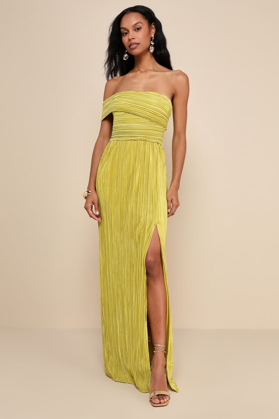 Poised Performance Fuchsia Plisse One-Shoulder Maxi Dress