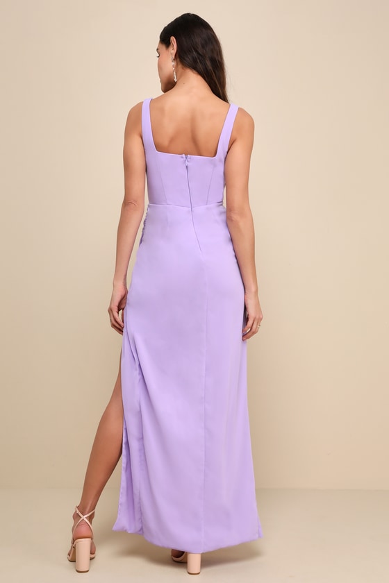 Glamorous Disposition Burgundy Ruched Maxi Dress