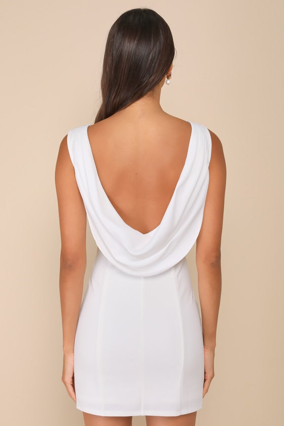 Perfection Bound Black Sleeveless Cowl Back Mini Dress
