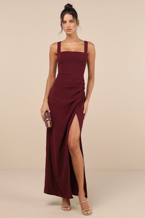 Glamorous Disposition Light Blue Ruched Maxi Dress