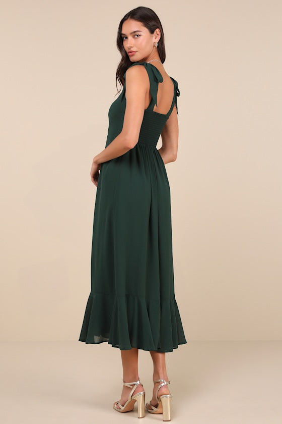 Summer Invite White and Pink Toile Tie-Strap Tiered Midi Dress