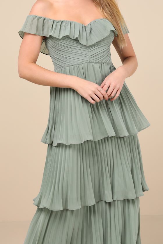 Always Remarkable Black Pleated Off-the-Shoulder Maxi Dress