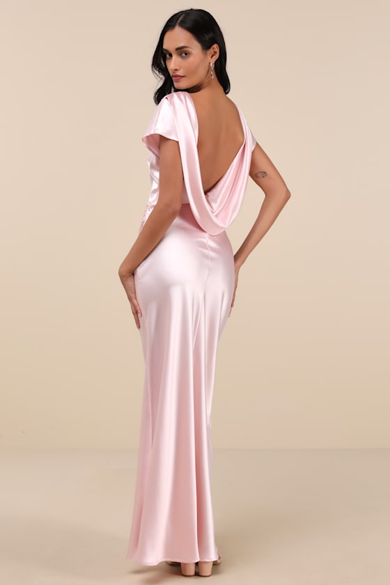 Captivating Presence Forest Green Satin Cowl Back Maxi Dress