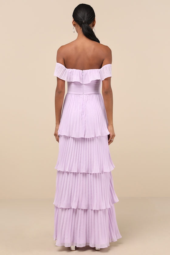 Always Remarkable White Pleated Off-the-Shoulder Maxi Dress