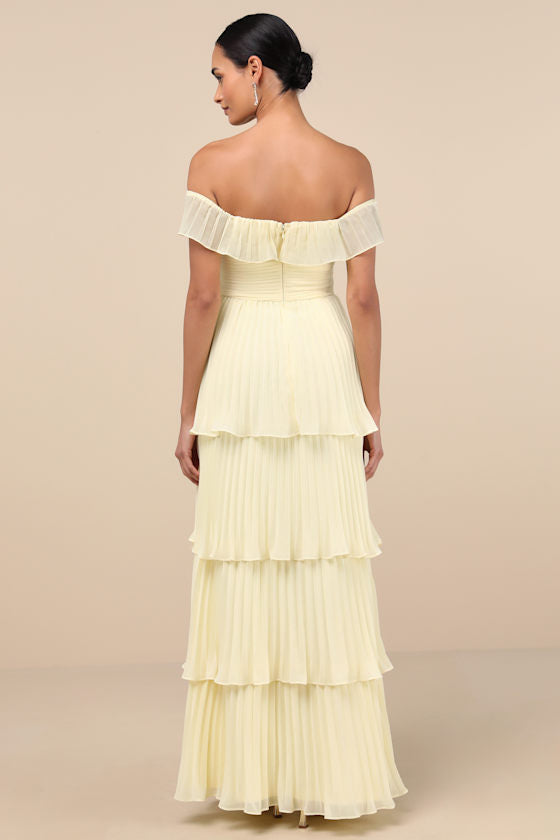 Always Remarkable Pink Pleated Off-the-Shoulder Maxi Dress