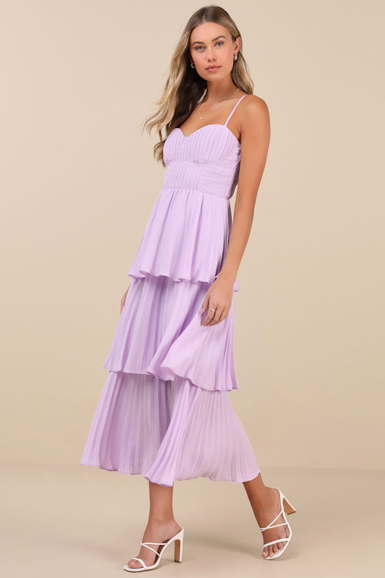 Cascading Crush Hot Pink Tiered Midi Dress
