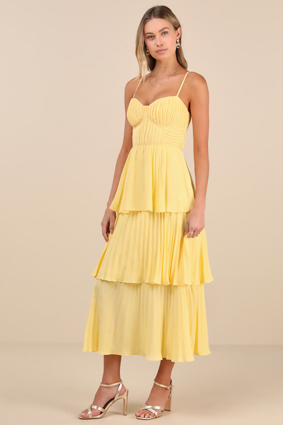 Cascading Crush Hot Pink Tiered Midi Dress