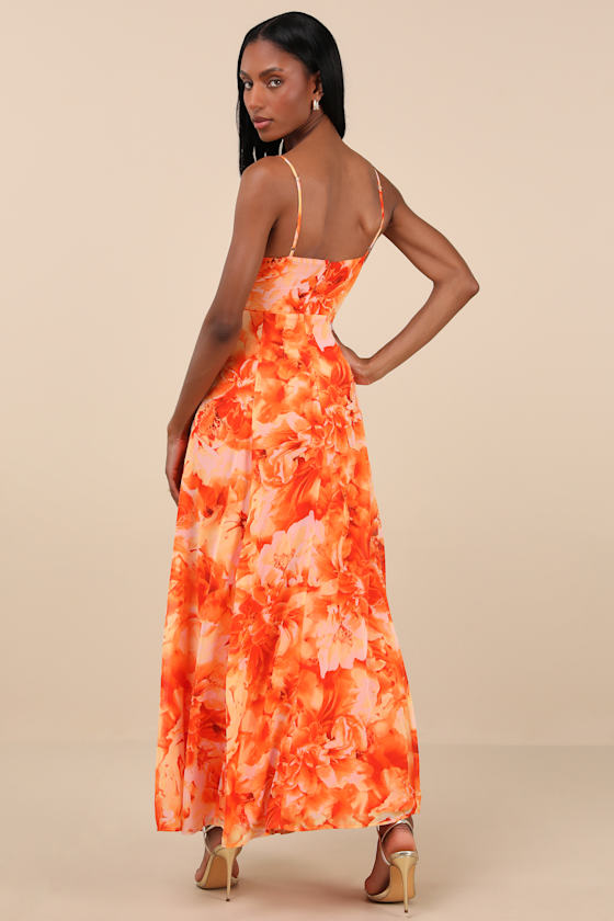 Beautiful Soul Burgundy Floral Print Twist-Front Maxi Dress
