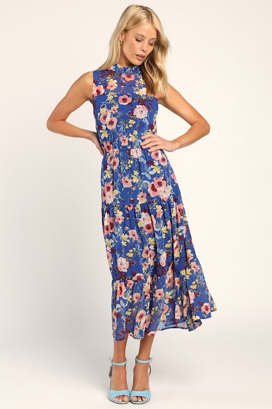 In My Dreams Mauve Floral Print Midi Dress