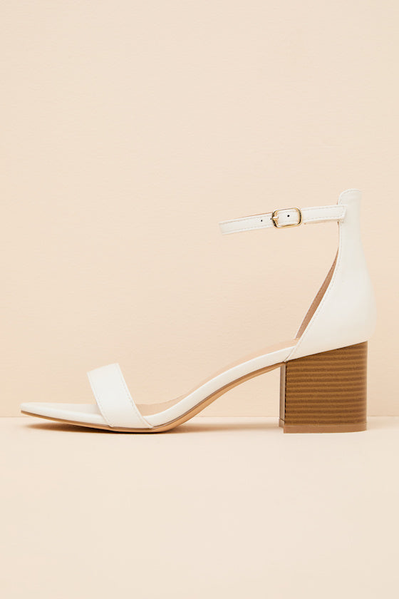 Harper White Ankle Strap Heels