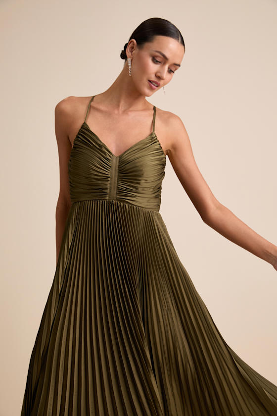 Dreaming in Color Pink Abstract V-Neck Pleated Satin Maxi Dress