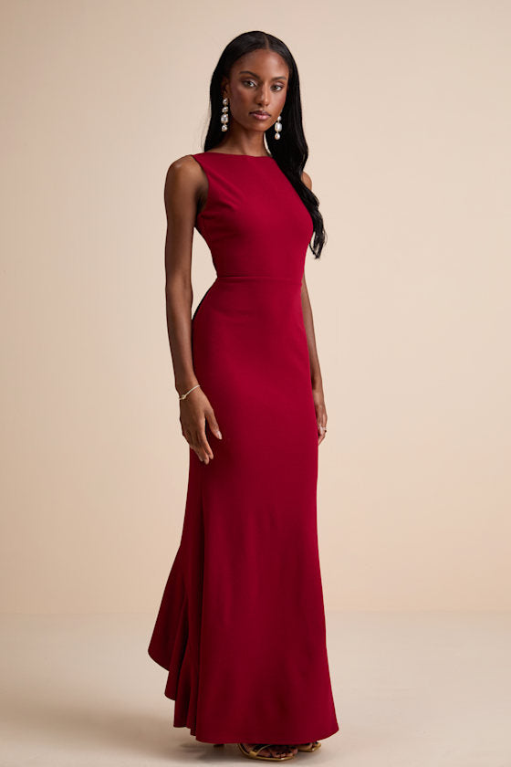 Exquisite Refinement Ivory Backless Bow Ruffled Maxi Dress