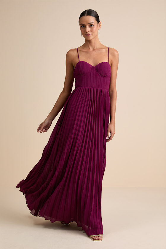 Admirable Elegance Light Blue Pleated Bustier Maxi Dress