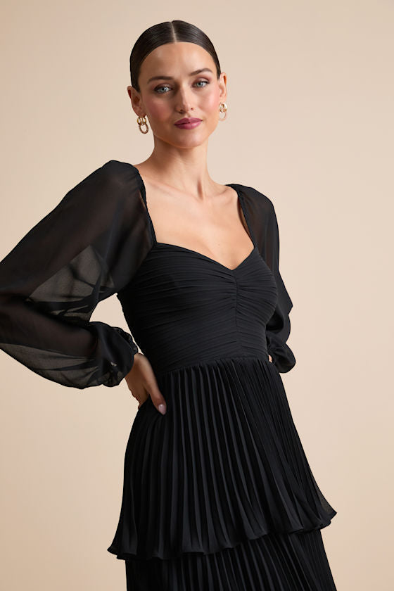 Impactful Elegance Purple Tiered Balloon Sleeve Maxi Dress