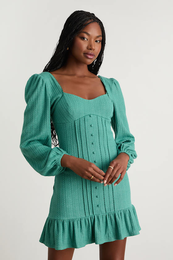 Coveted Sweetness Cream Pointelle Knit Long Sleeve Mini Dress
