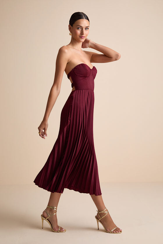 Irelyn White Satin Bustier Midi Dress