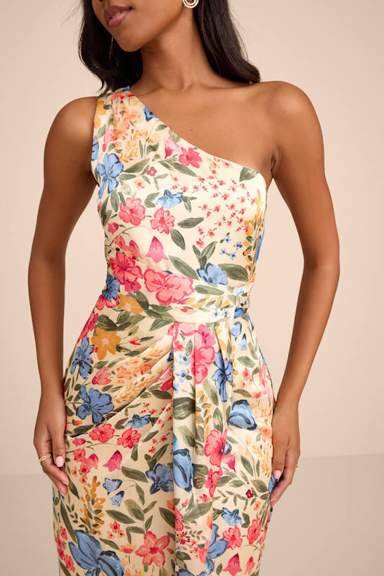 Rhema Blue Multi Abstract Print Satin Midi Dress