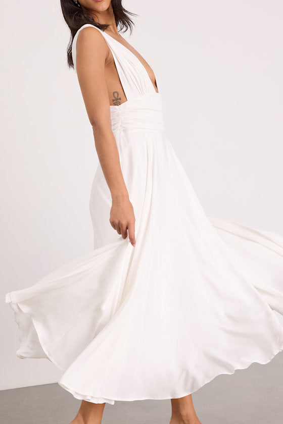 Jaden Ivory Sleeveless Midi Dress