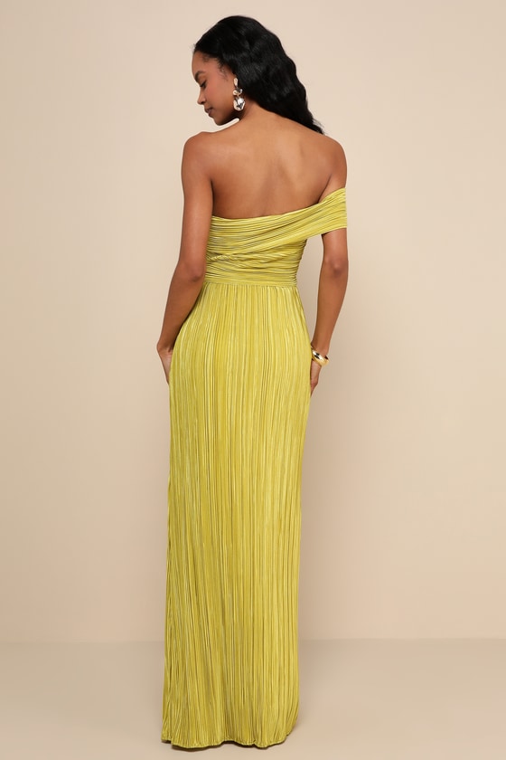 Poised Performance Fuchsia Plisse One-Shoulder Maxi Dress