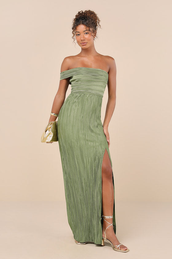 Poised Performance Fuchsia Plisse One-Shoulder Maxi Dress
