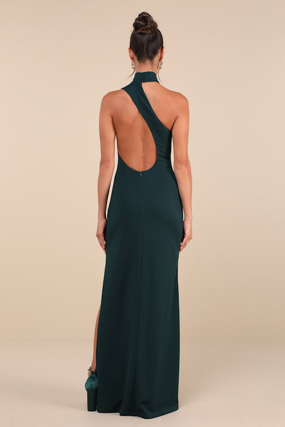 Keep It Interesting Black Asymmetrical Cutout Halter Maxi Dress