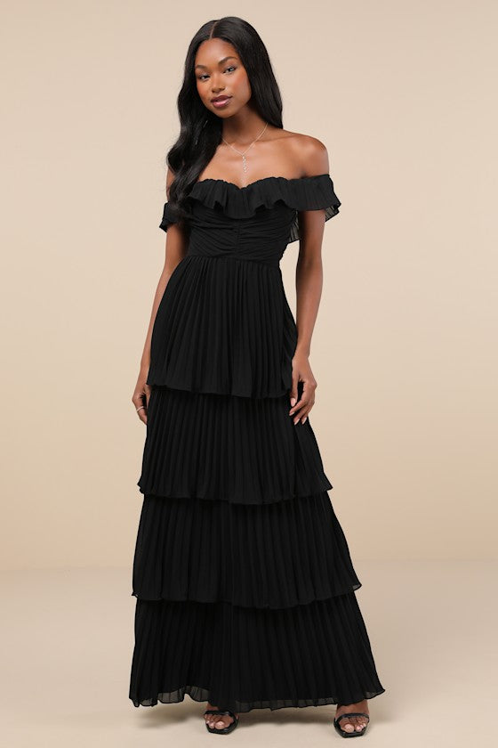 Always Remarkable White Pleated Off-the-Shoulder Maxi Dress