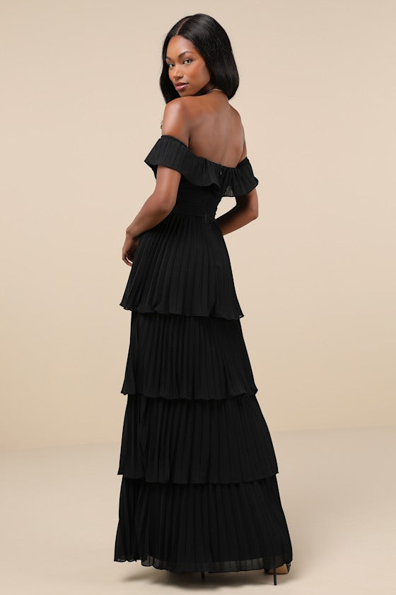 Always Remarkable White Pleated Off-the-Shoulder Maxi Dress