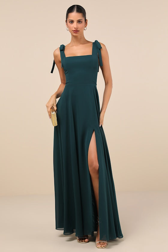 Love Me Forever Emerald Green Square Neck Maxi Dress #Color_Emerald Green