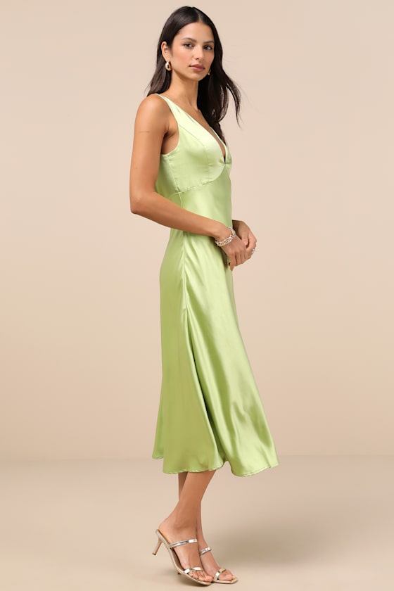 Incredible Love Light Orange Satin Cowl Back Midi Slip Dress