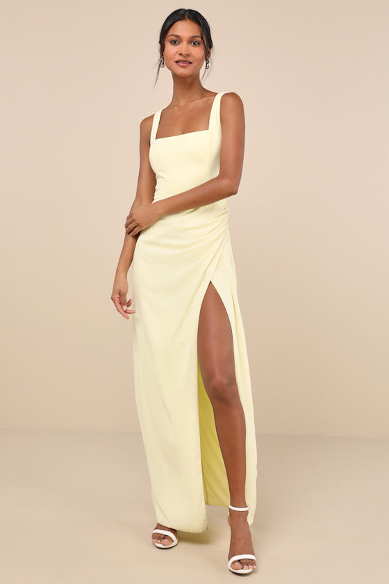 Glamorous Disposition Light Blue Ruched Maxi Dress