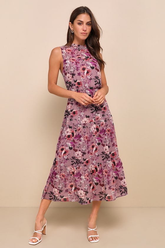 In My Dreams Blue Floral Print Midi Dress