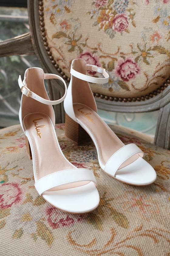 Harper White Ankle Strap Heels