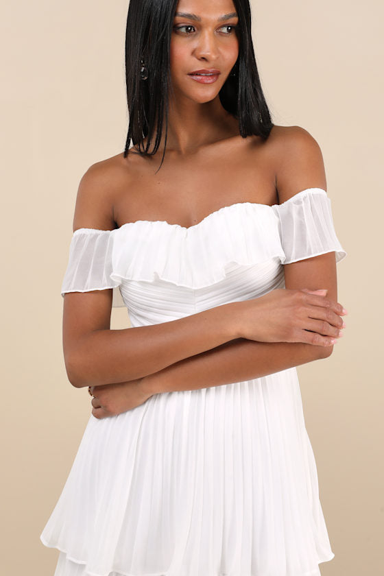 Always Remarkable Emerald Pleated Off-the-Shoulder Maxi Dress