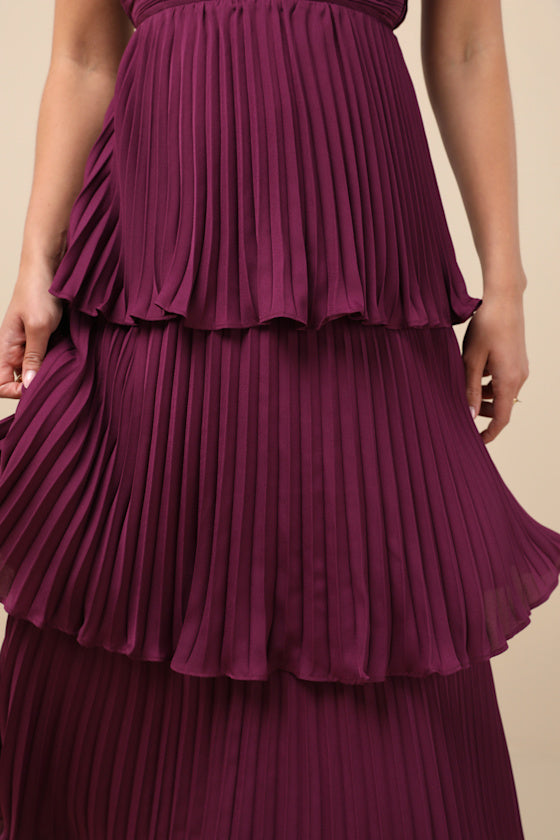 Cascading Crush Lavender Tiered Bustier Midi Dress