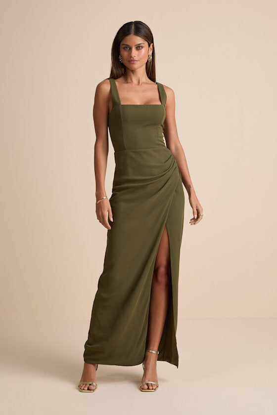 Glamorous Disposition Light Blue Ruched Maxi Dress