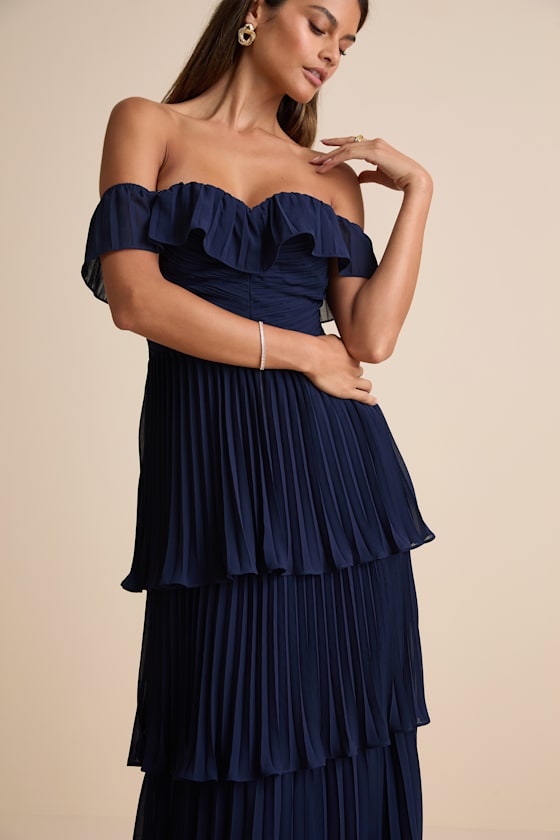 Always Remarkable White Pleated Off-the-Shoulder Maxi Dress