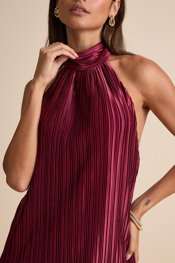 Gwenny Golden Yellow Satin Plisse Maxi Dress