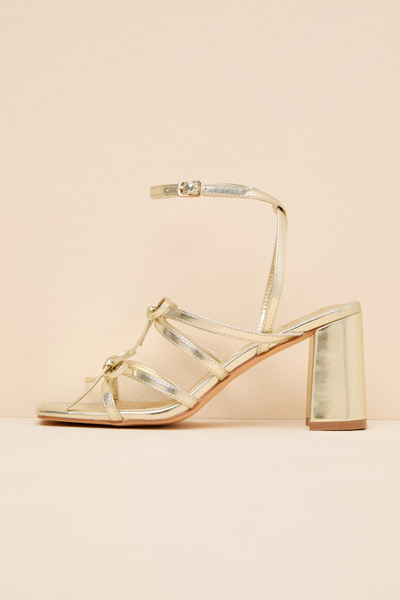 Jennie Cream Strappy Bow High Heel Sandals