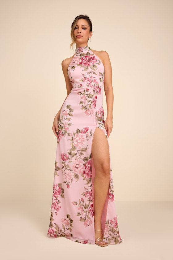 Captured Your Heart Light Blue Halter Maxi Dress