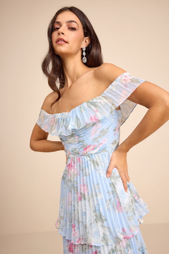 Always Remarkable Black Pleated Off-the-Shoulder Maxi Dress