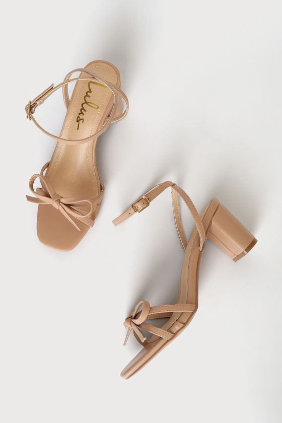 Rezzy Pink Satin Bow Ankle Strap High Heel Sandals