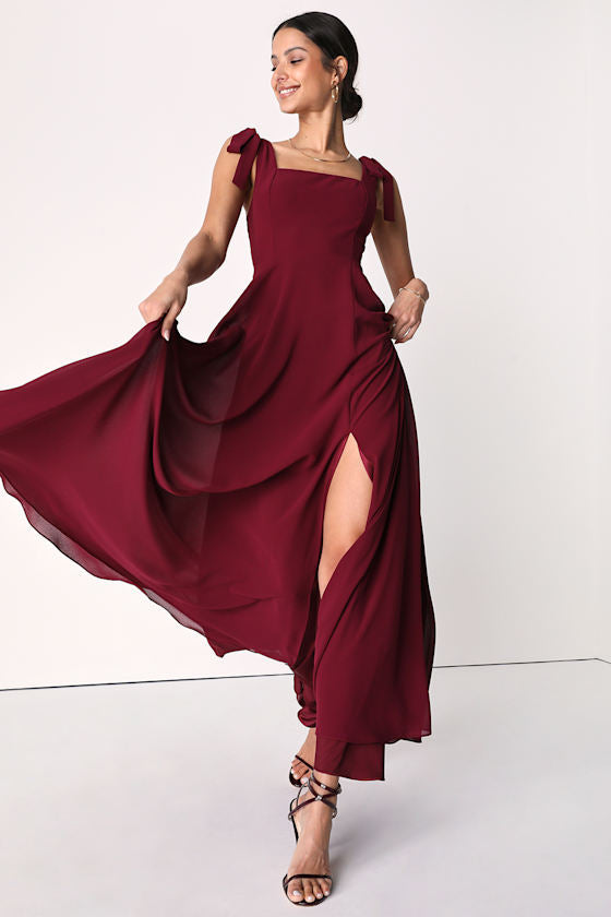 Love Me Forever Navy Blue Floral Square Neck Maxi Dress